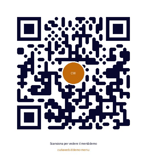 QR Code — Scansiona per vedere il men\u00f9 demo CutiaWeb